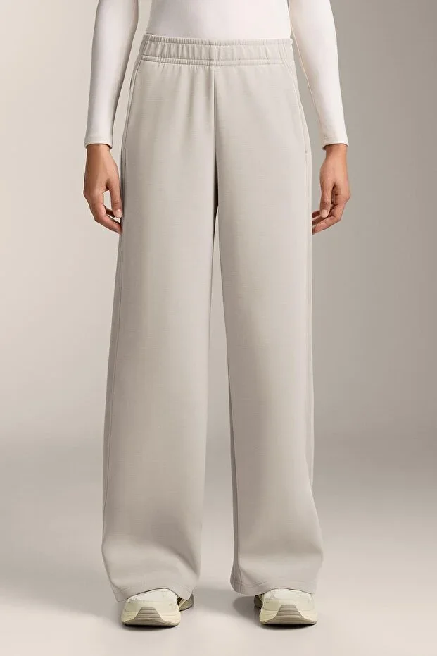 Oysho Ribbed Side Detail Brushed Straight Fit Wide Leg Trousers