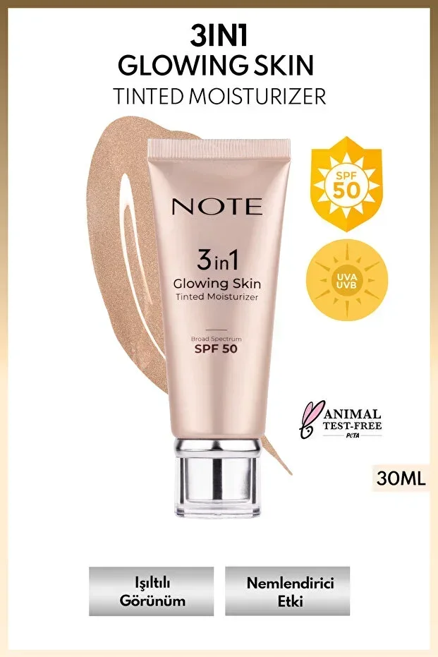 3 in 1 Glowing Skin Tinted Moisturizer 50 SPF Radiant Illuminating Cream
