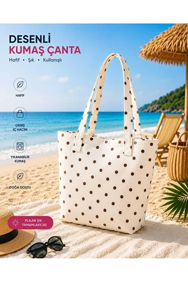 Canvas Beach Bag Large Interior Volume Suitable for Daily and Beach Use