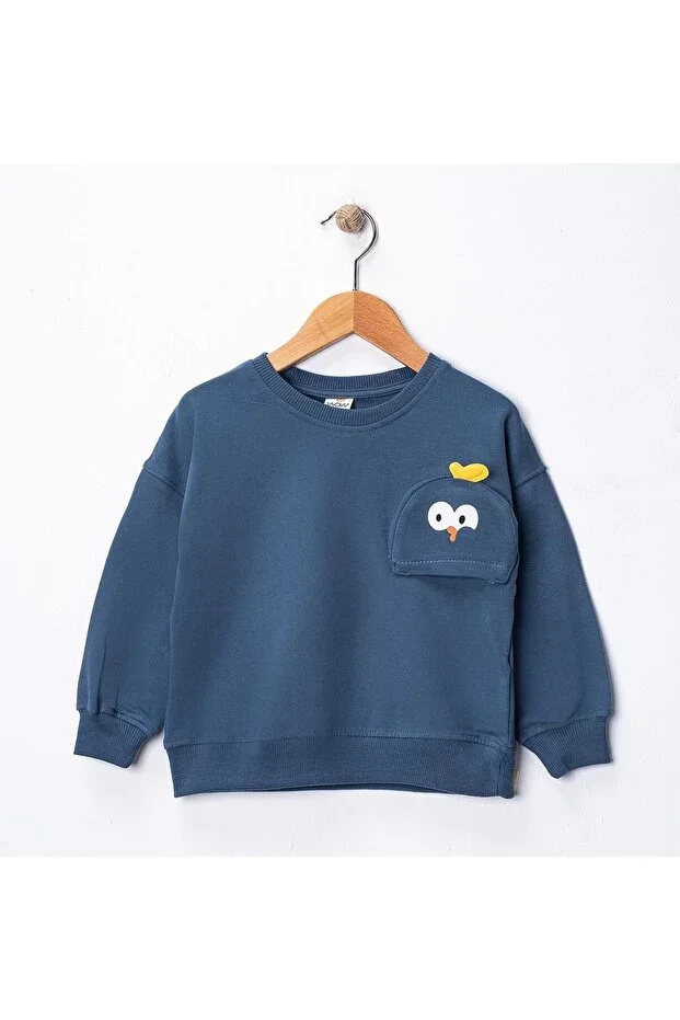 chick embroidered reverse pocket child sweat