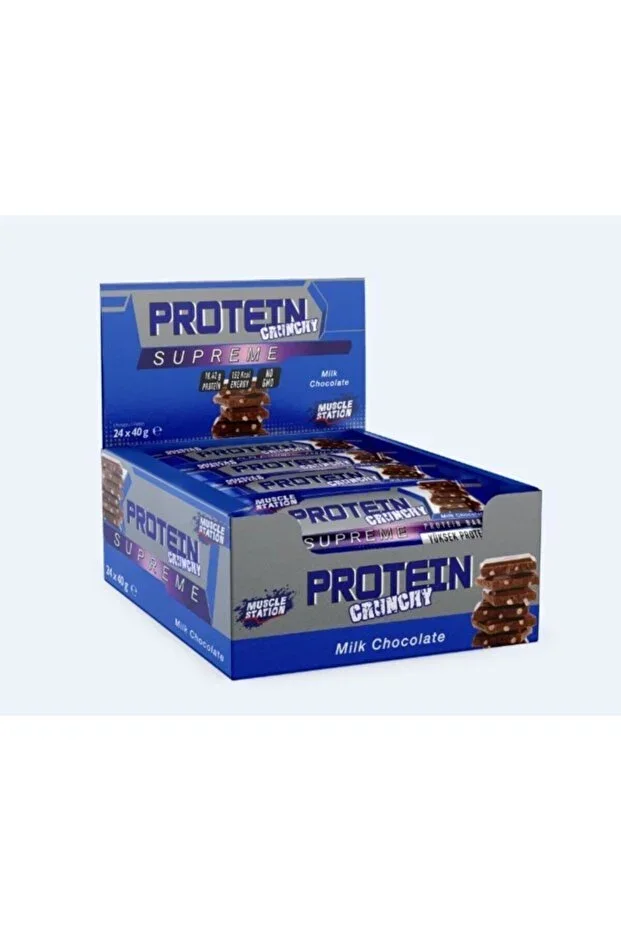 Muscle Station Supreme Crunchy Protein Bar 40 Gr 24 Pcs Milk Chocolate
