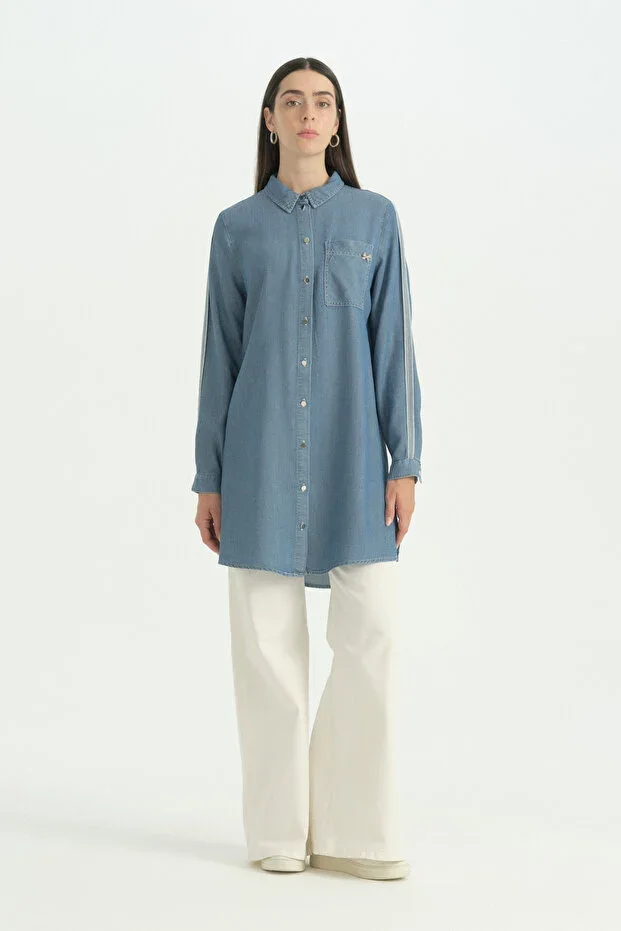 Nihan Lyocell Tunic with Sleeve Detail - Ice
