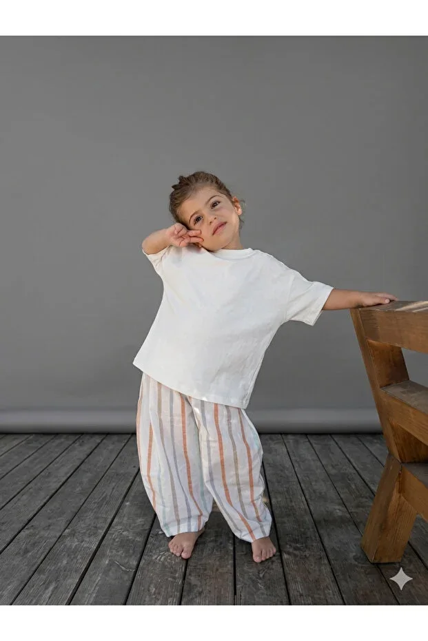 Pamuklu Oversize Baby Children T-Shirt (Off-White)