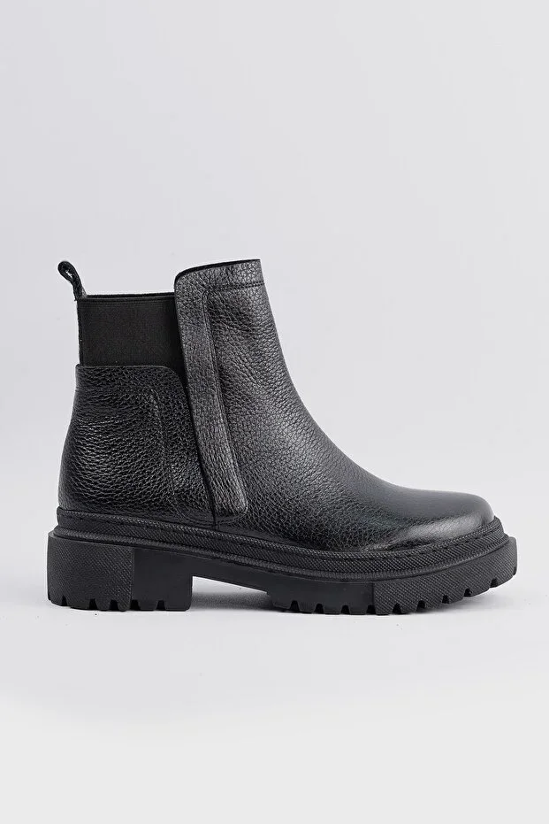 Women's Black Genuine Leather Chelsea 35-41 Size Boot & Bootie