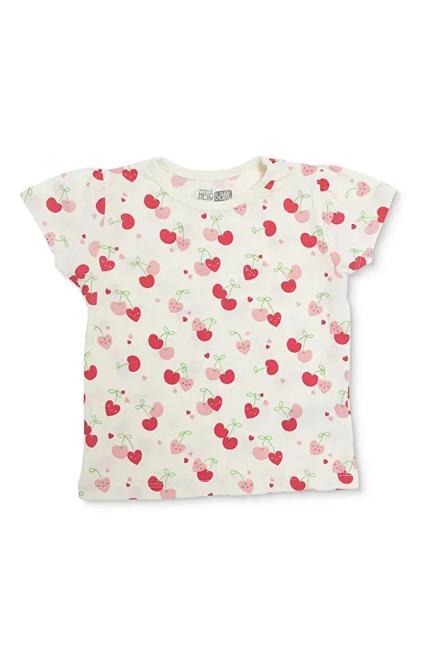 Hello Baby Girls T-Shirt Heart Print Crew Neck Short Sleeve