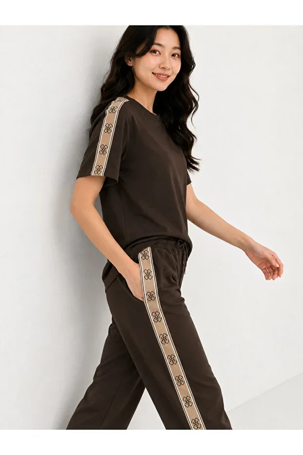 Women's Modal Fabric Relaxed Fit Soft Texture Short Sleeve Tracksuit Set
