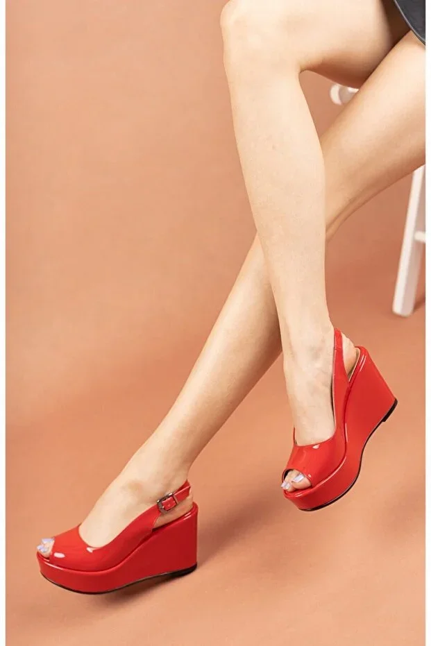 Juliet; Women's, Red, 9 Cm Wedge Heel Shoes (PLEASE READ PRODUCT DESCRIPTION FOR FIT)