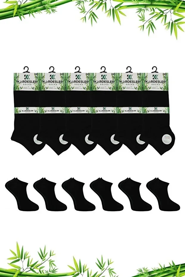 Men's Bamboo Boat Socks Black Seamless 6-Pack
