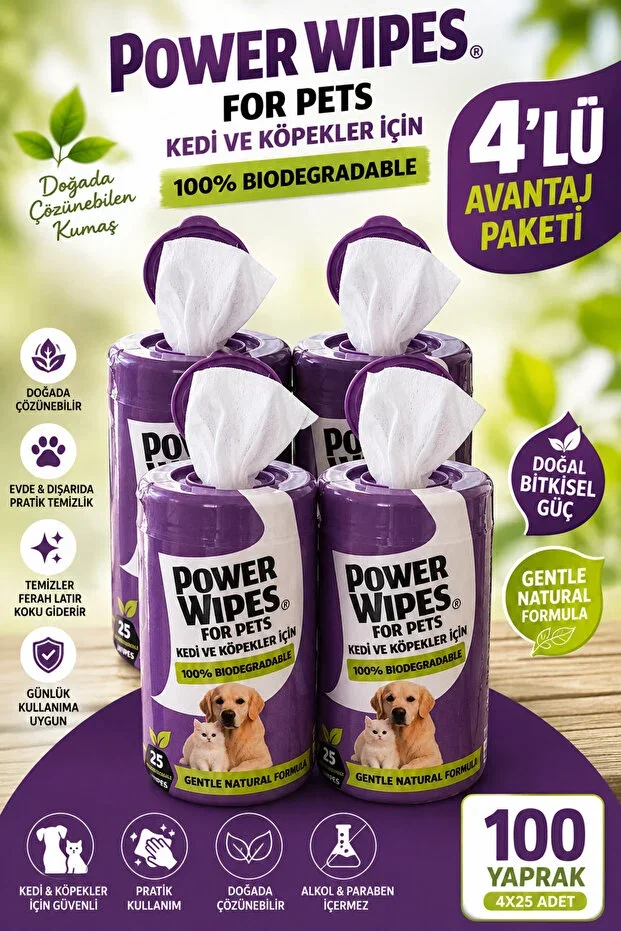 Pet Hair Paw Eye Ear Cleaning and Care Cat Dog Biodegradable Hygienic Wet Wipes 4-Pack 100 Sheets