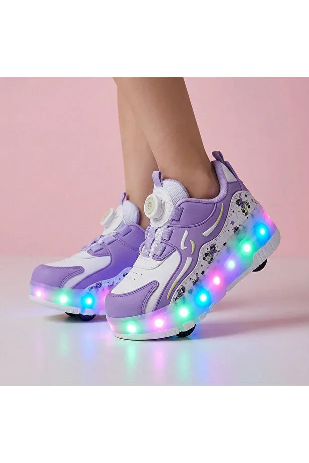 Girls & Boys Shoes with Lights and Roller Skates – Wheeled, Gliding Model