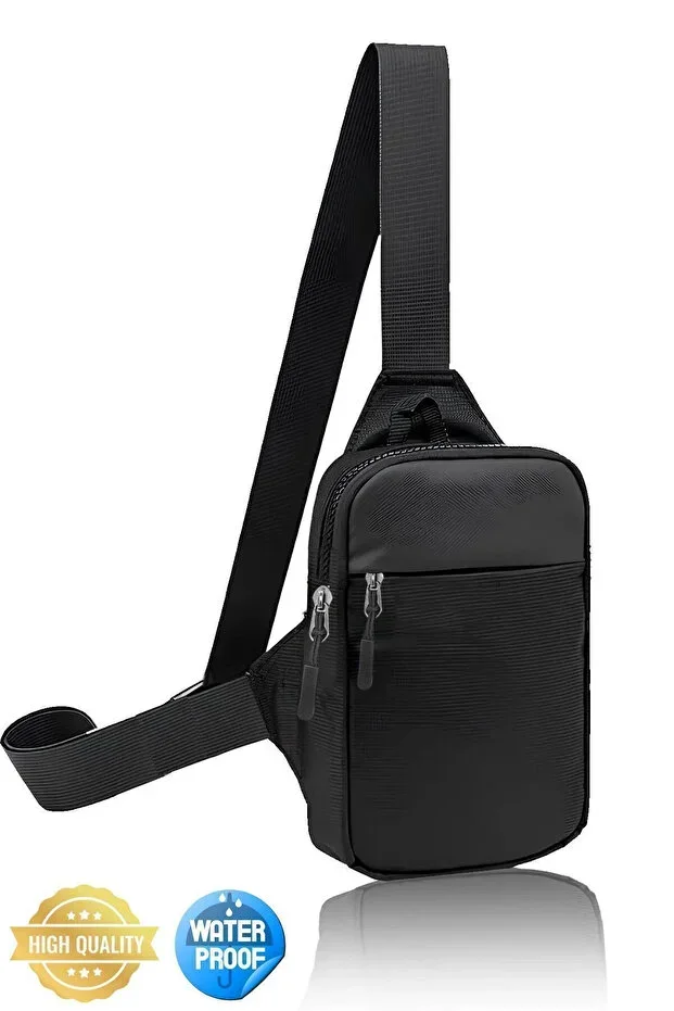 Unisex Impertex Fabric Phone Compartment Waist and Cross Shoulder Bag Chest Travel Daily Bodybag