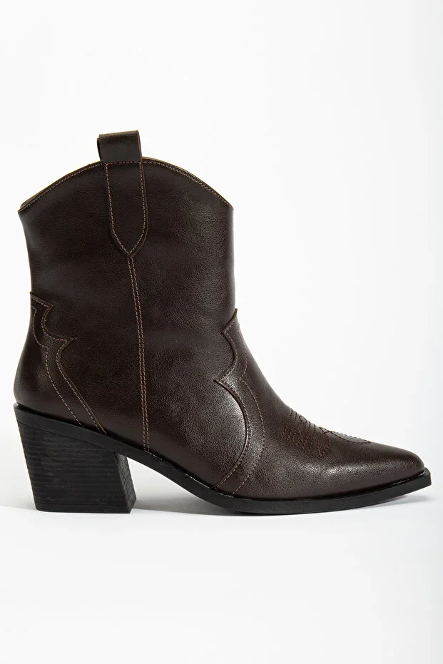 DENORA Bitter Coffee Skin Matte Leather Western Cowboy Short Boot