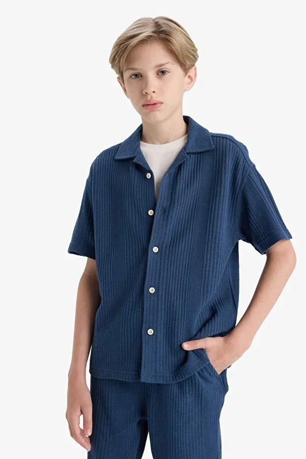 Oversize Wide Fit Polo Neck Short Sleeve Shirt Boys E3313A825HS