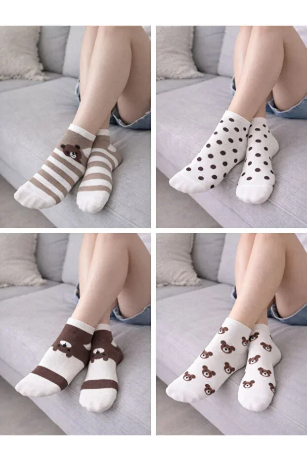 WOMEN'S 4-PACK TEDDY BEAR PATTERN SOCKS