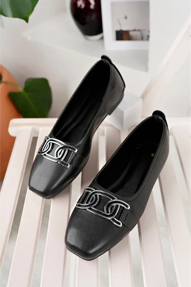 Women's Black Ballet Flats Stylish Casual Shoes
