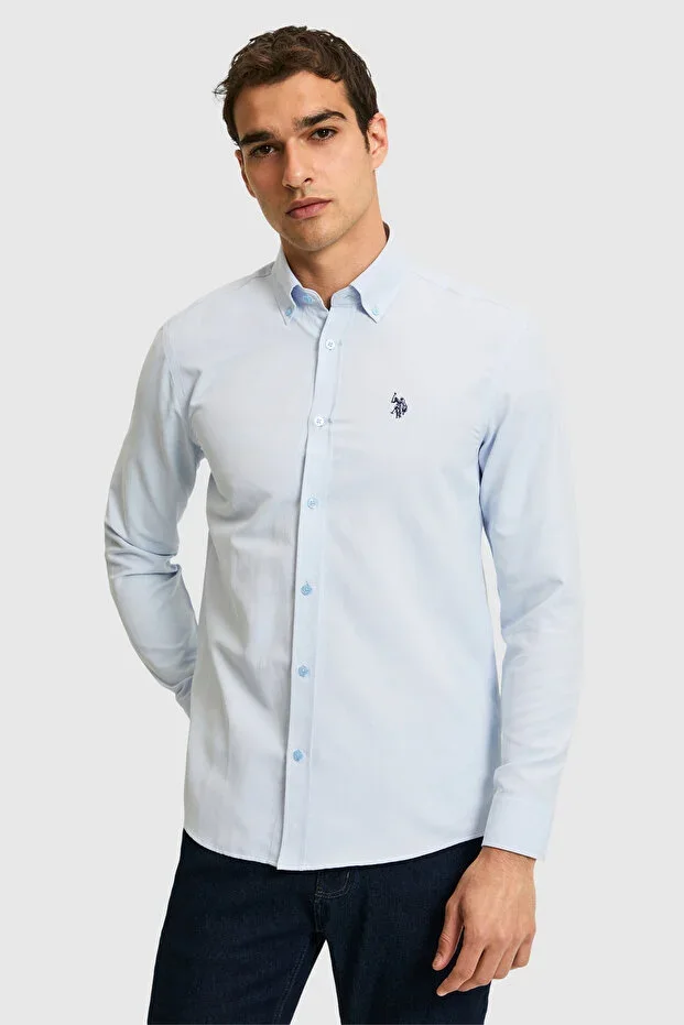 Men's Light Blue Long Sleeve Basic Shirt 50324708-VR003