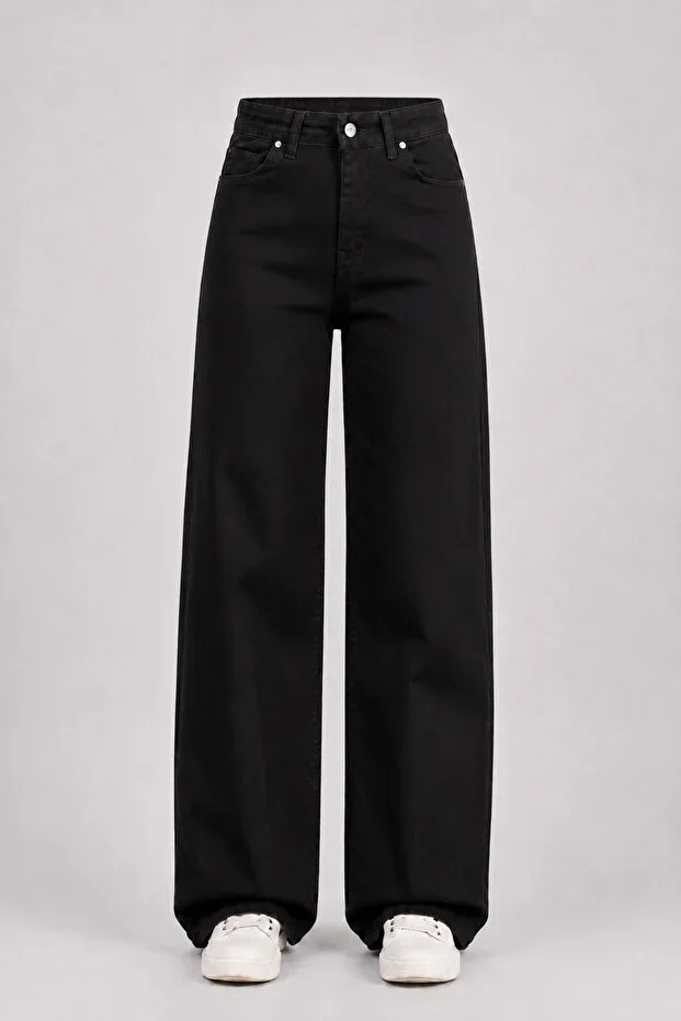 J&KSTORES Women High Waist Wide Leg Jean Cotton Palazzo Pants