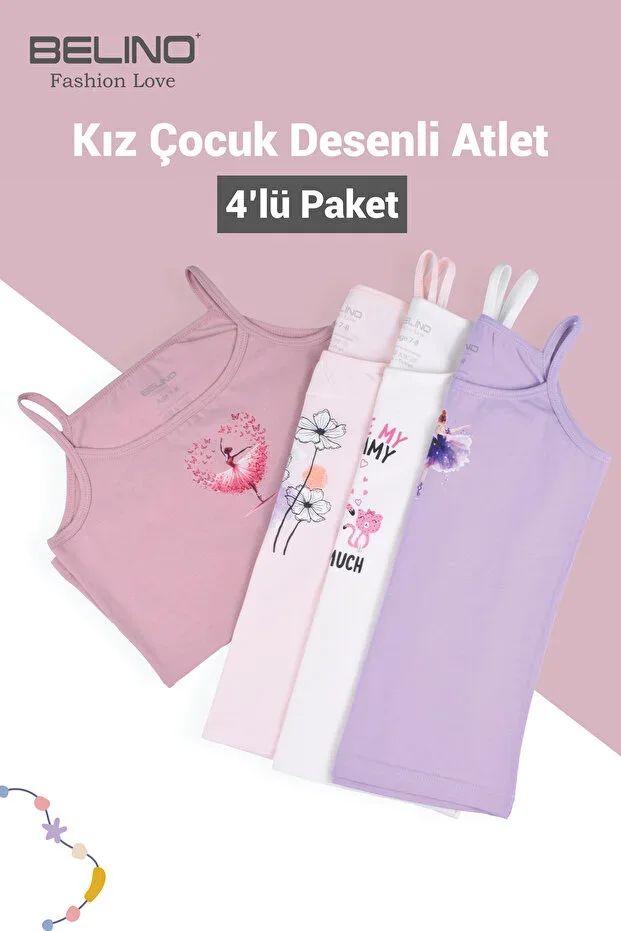 Girls Printed Mixed Pattern 4-Pack Camisole