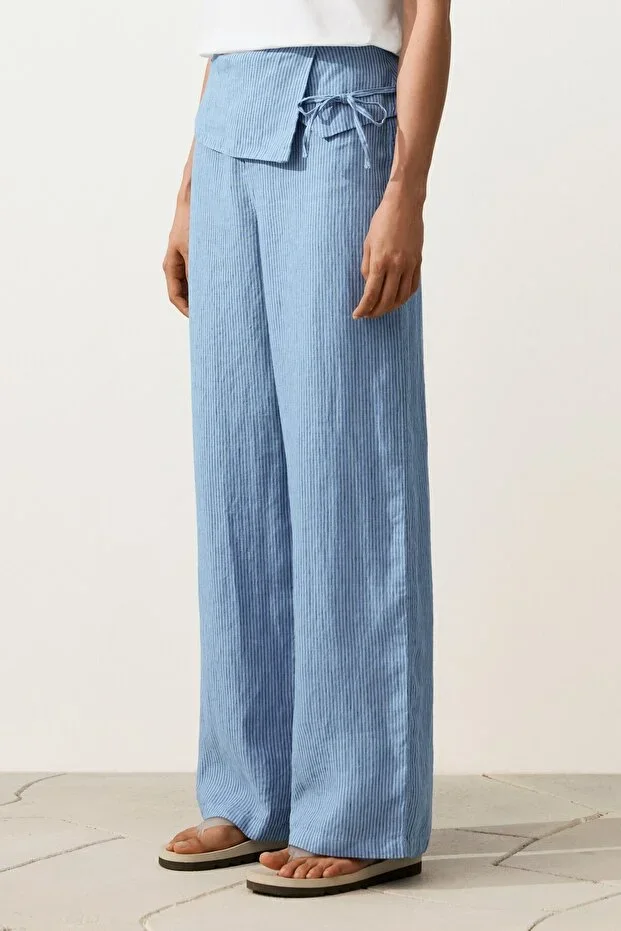 Oysho 100% Linen Straight Leg Trousers