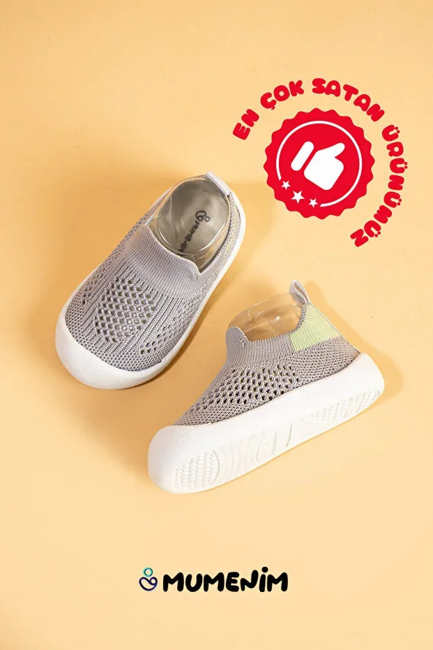 Luuq Baby - Children's Flexible Orthopedic Soft Sole Stylish Grey First Step Sneakers - Sports Sneaker