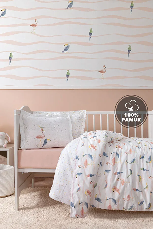 Nuala Baby Ranforce 100% Cotton Duvet Cover Set - Powder