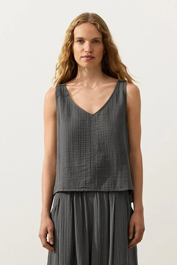 Oysho 100% Cotton V-Neck Camisole Top