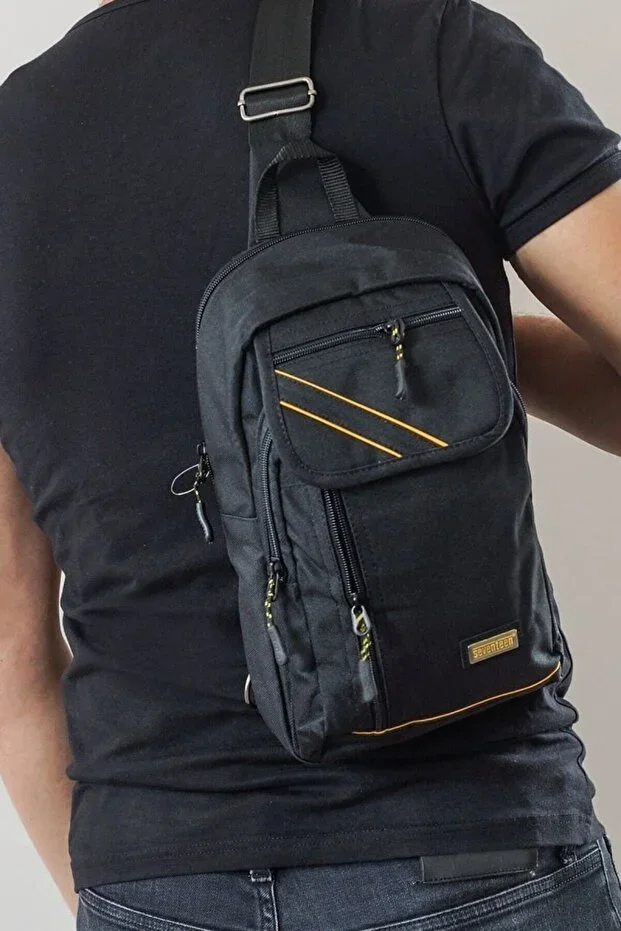 18x30 cm Cross Back Shoulder Chest Waterproof Sling Unisex Black Bag 4926