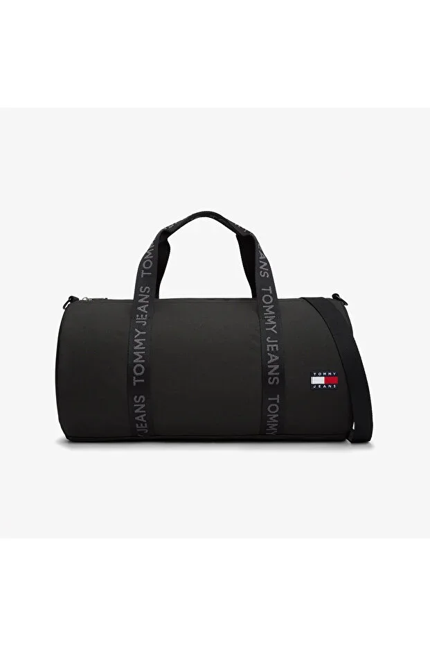 Men's Compartment Zipper Handheld Leather Black Sports Bag