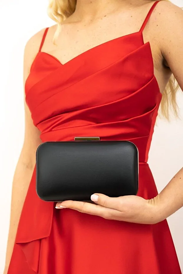 Women's Fabric Black Evening Clutch Portfolio Bag