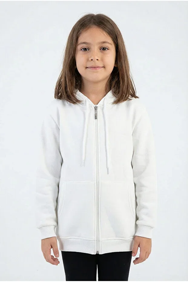 Men's Kids Basic Plain Hooded Zip-Up Sweatshirt - 2544