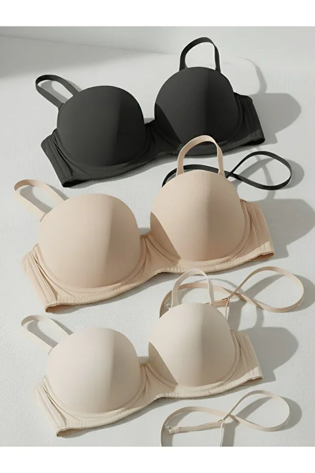 Women's Padded Underwired Detachable Strap Bra Set