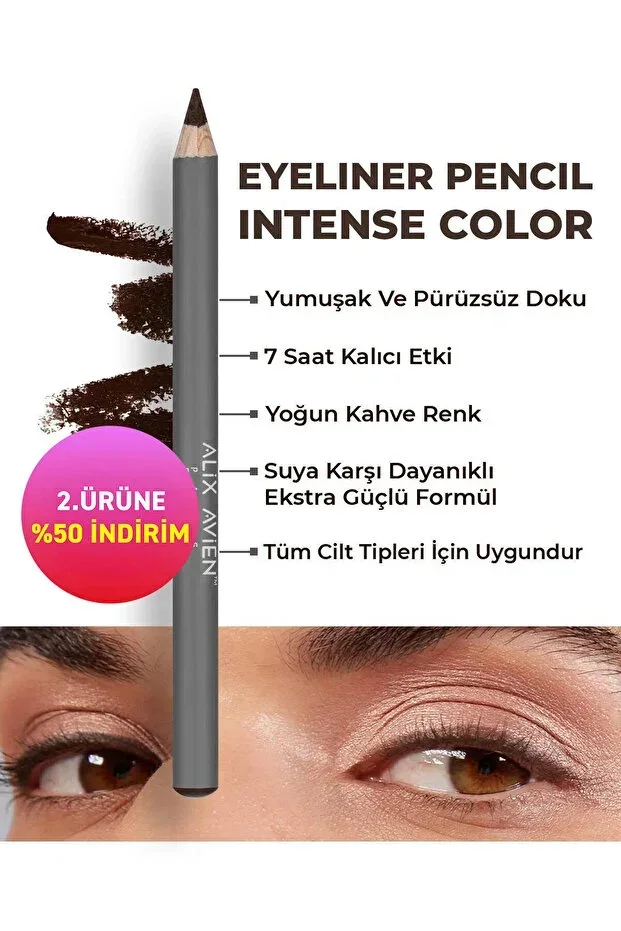 Alix Avien Waterproof Highly Pigmented Creamy Easy-Glide Brown Eyeliner Pencil