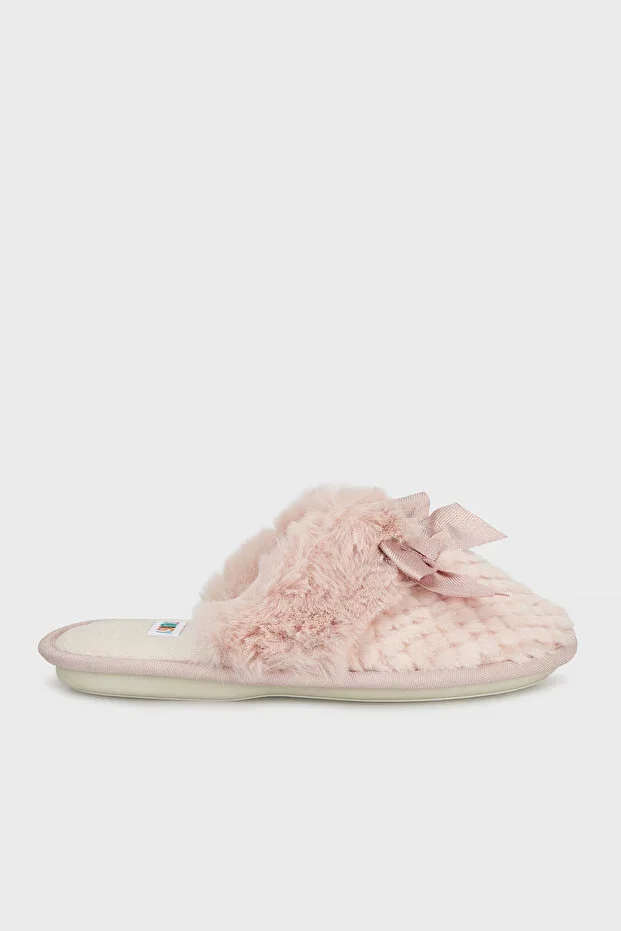 Twigy Bow Detailed Soft Fluffy Antique Slipper PANDUF GG0161