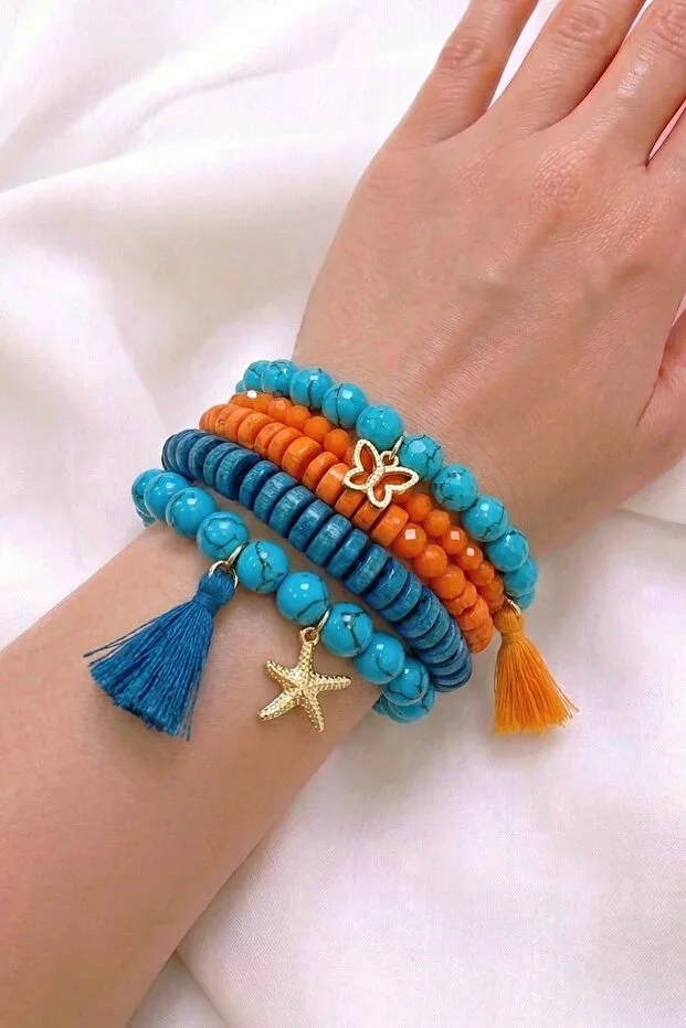 Design Wrapped Wooden Crystal Alacati Bead Bracelet