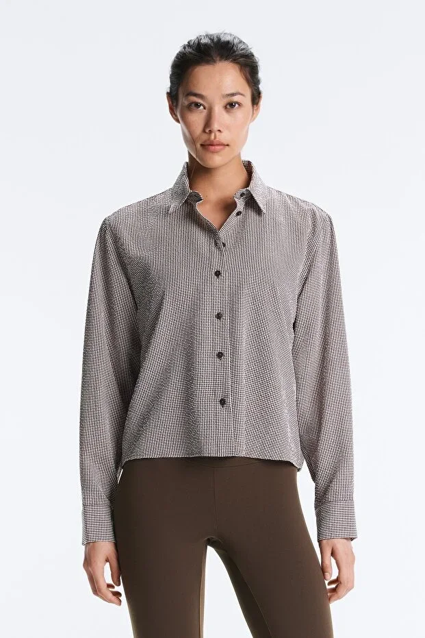 Oysho Checked lyocell blend short shirt