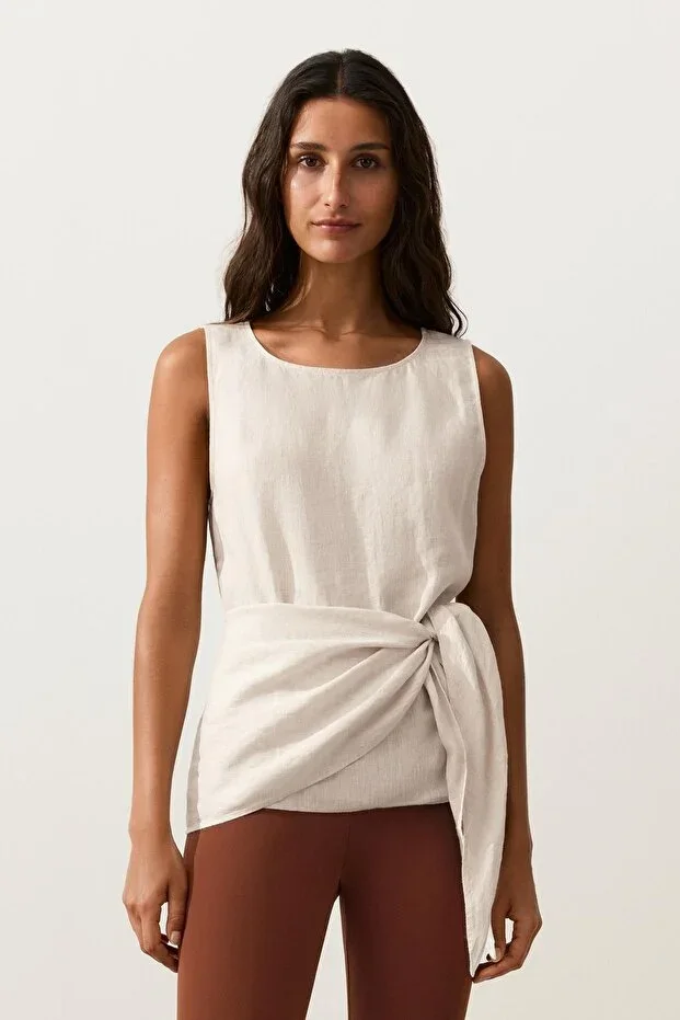 Oysho 100% Linen Strappy Blouse