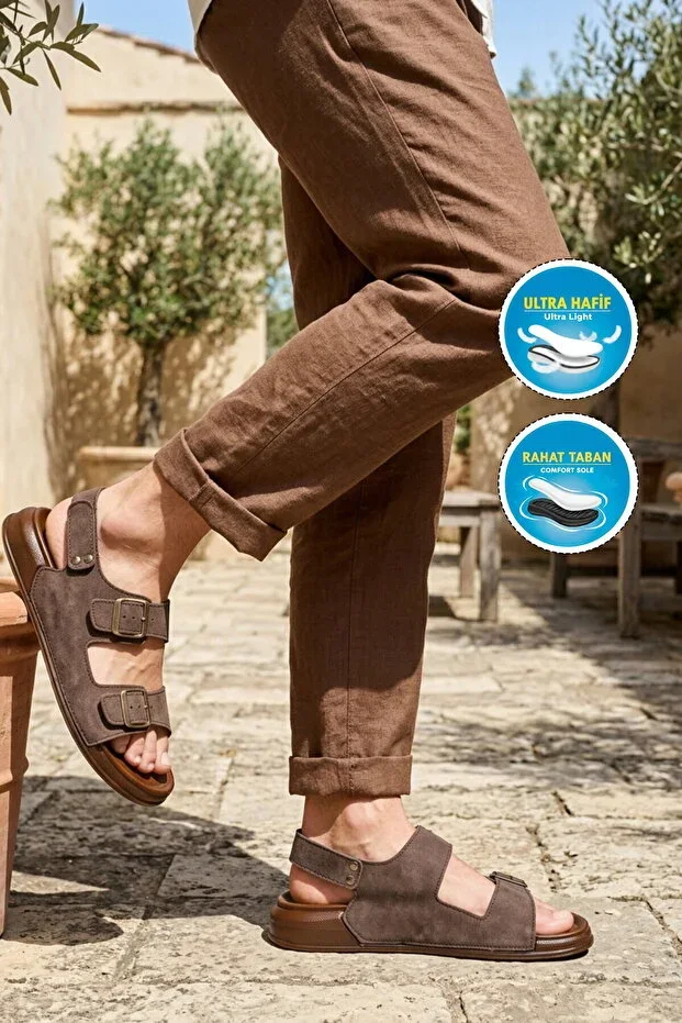 Coffee Velcro Lightweight Men's Sandal PC-7924 M