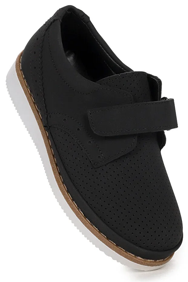 Circum Nubuk Velcro Boy's School Circumcision Shoes