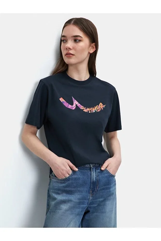 Ltb Block Colored Print Relaxed Navy T-shirt