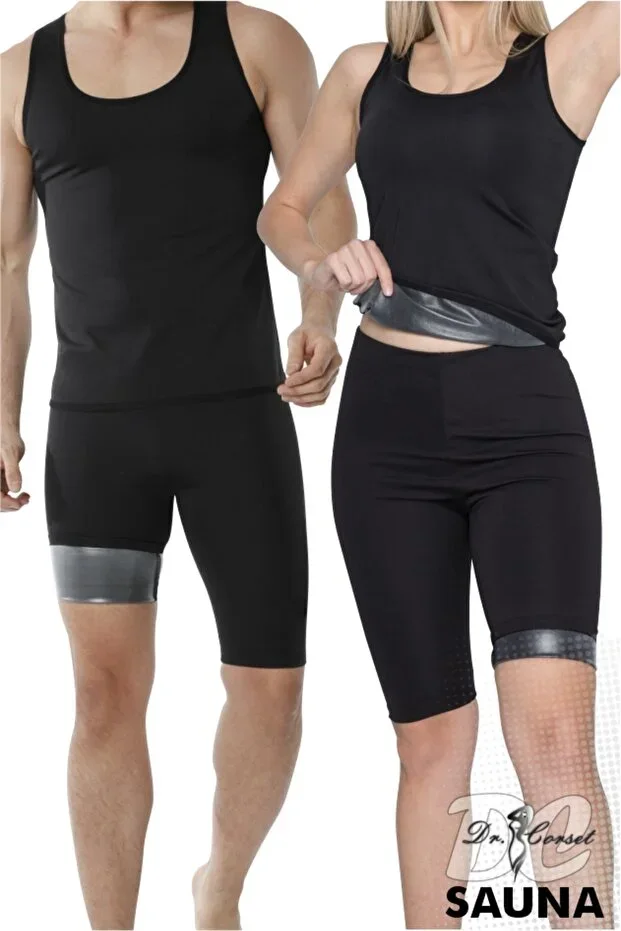 Unisex Sauna Termal Suit Shorts T-shirt Sweating Slimming Outfit