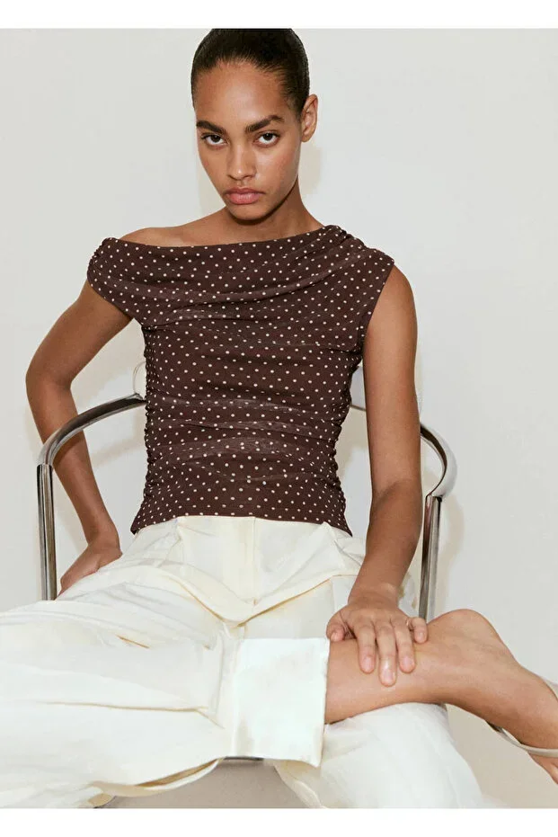 MANGO Polka dot asymmetric blouse