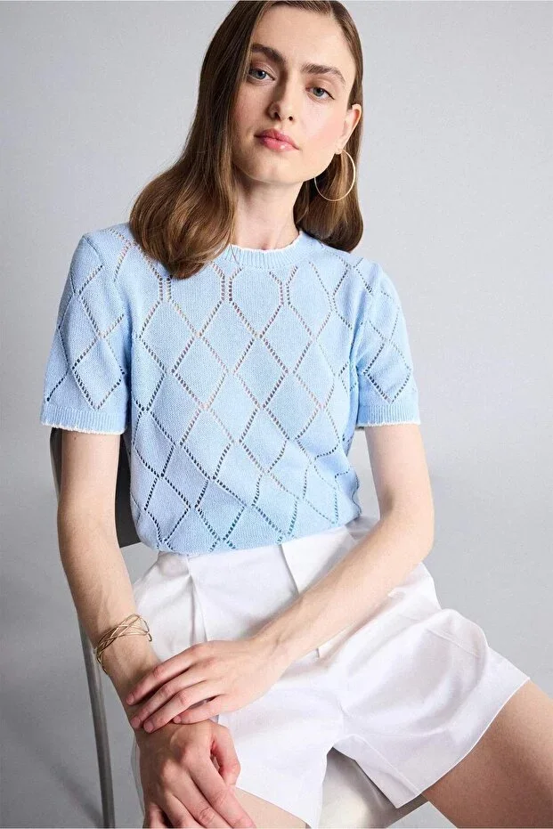 Regular Fit Short Sleeve Knitwear Sweater H8713AX26SM