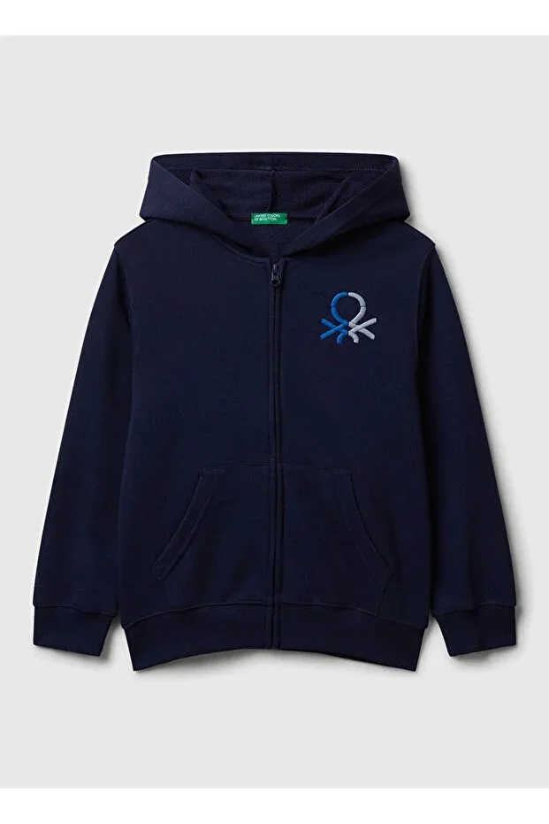 Embroidered Boys Navy Blue Sweatshirt 3J68C505C