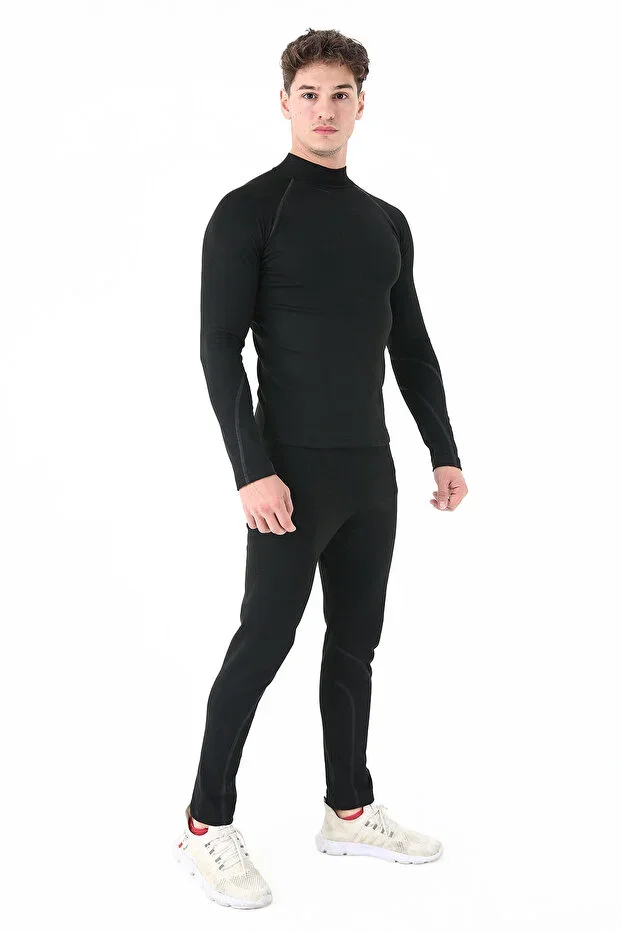 Scorp Thermo-Fit Men's Thermal Underwear Set Top Bottom Ski Underwear Black