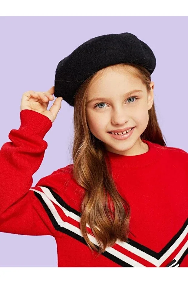 Children's French Painter Felt Beret Black