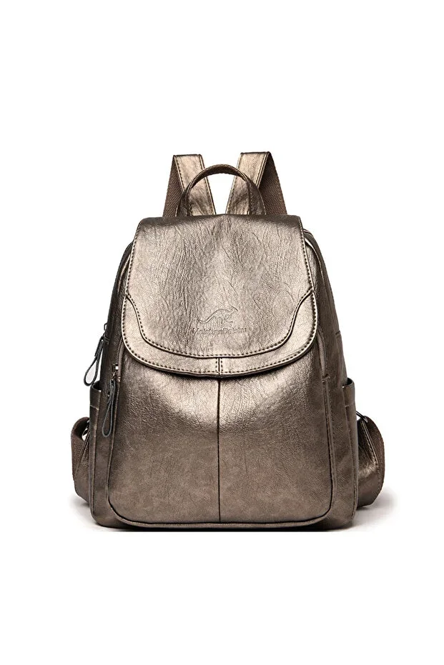Soft Leather Medium Size Women's Backpack - Large Capacity, Multi-Pocket, Tablet Compatible