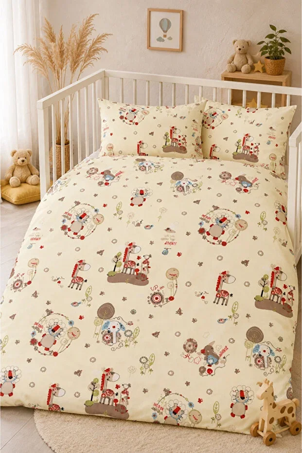 Cheerful Friends Baby Bedding Set Fitted Sheet Natural Healthy Cotton