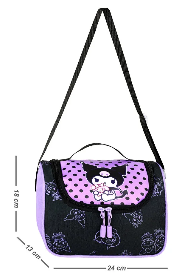 Leather Printed Kuromi Themed Patterned Girl Thermal Lunch Bag