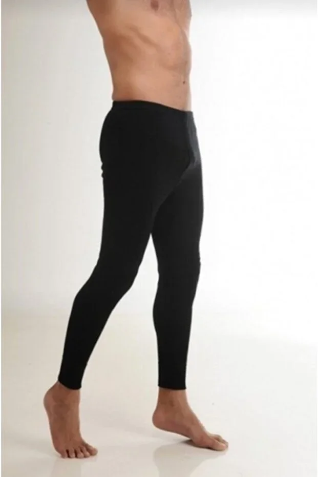 Men's Black Wool Thermal Bottoms 75% Wool 25% Acrylic