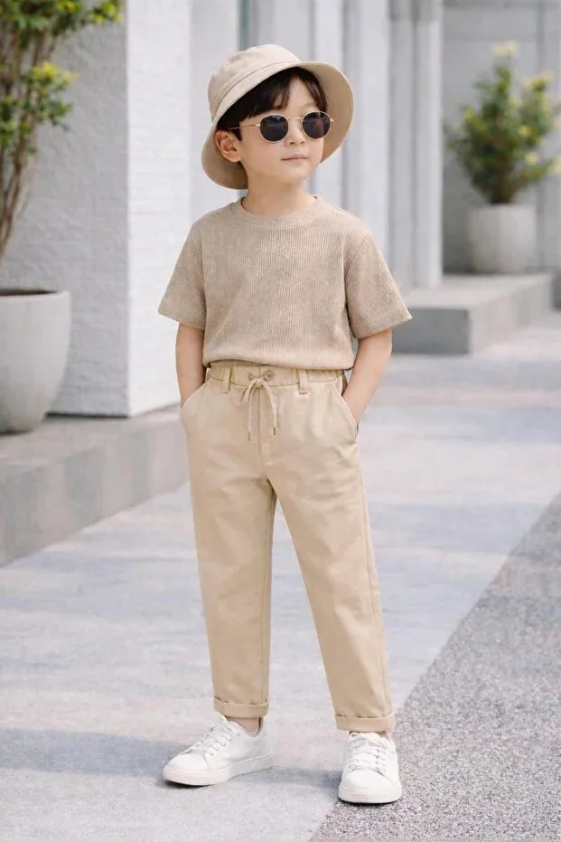 Special for Bayram MEN'S 8-12 YEARS DIAGONAL PIQUE FABRIC JOGGER PANTS WITH SIDE POCKETS